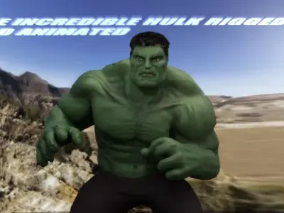  Hulk 2003 Inspired Rigged and animated Low-poly 3D model