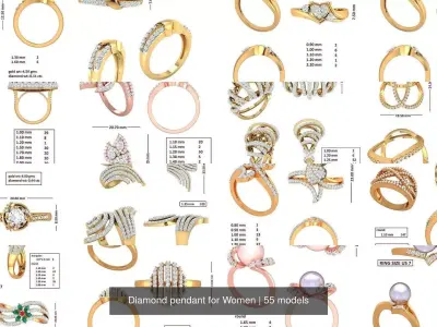Diamond pendant for Women 3D Model Pack