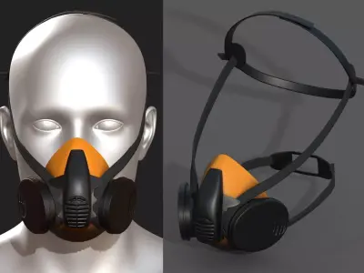 Gas mask protection respirator military combat  Low-poly 3D model