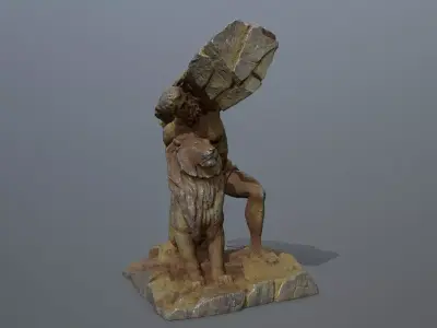 Hercules and Lion Low-poly 3D model