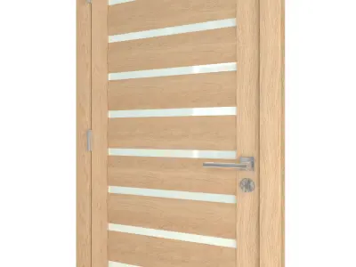 Door-083 wooden door with glass panels 3D model