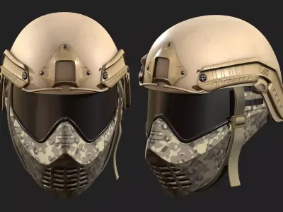 Helmet mask scifi military combat soldier armor  Low-poly 3D model
