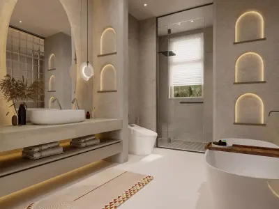 Modern main bathroom WC shower room 3D model