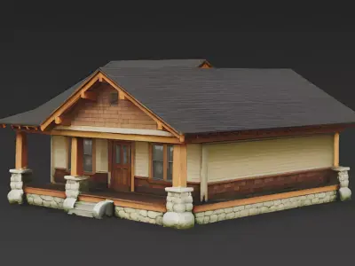 Classic American Craftsman Bungalow 3D Model Low-poly 3D model