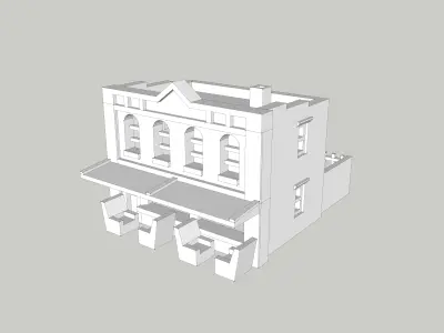 City Building Shop Restaurant Cafe by Outland Models Low-poly 3D model