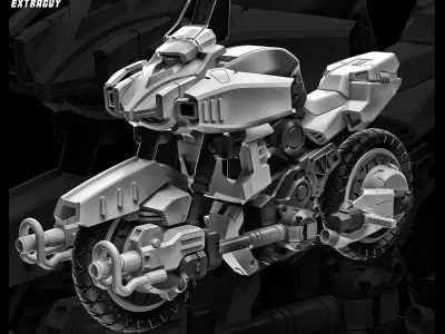 Scifi Milittary Bike 100mm 3D print model