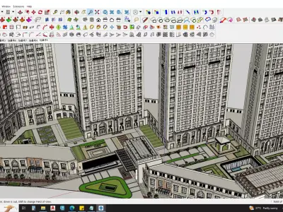 6 Classical Apartment building with Shopping mall 3D model