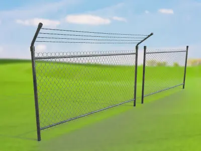 Netting Mesh Fence Kit Low Poly  Low-poly 3D model