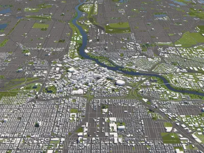 Minneapolis 50x50km City Map Model 3D model