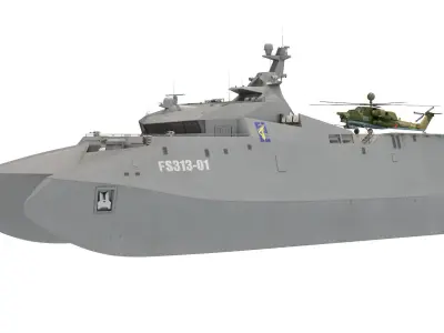  Iranian Corvette Shahid Soleimani with Combat Helicopter 