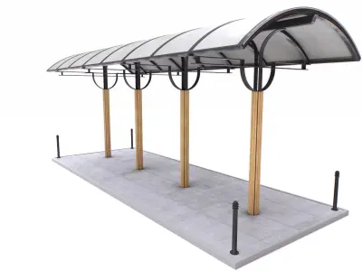 Shelter bus stop Low-poly 3D model