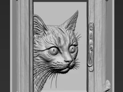 Cat Looking Out the Window A56 3D print model purchase