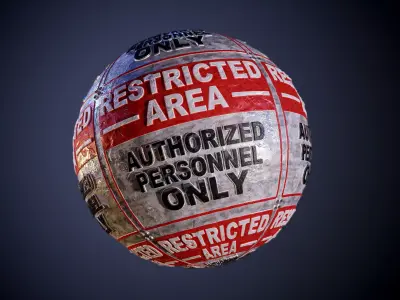 Metal Restricted Area Keep Out Sign Grunge Seamless PBR Texture Texture