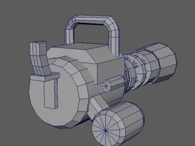 Minigun gun with light Low-poly 3D model