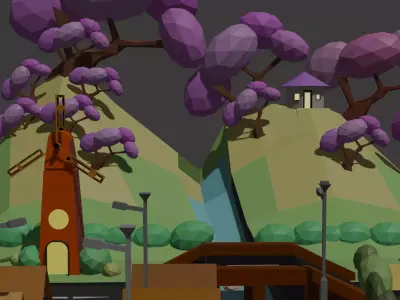 3D village model Low-poly 3D model