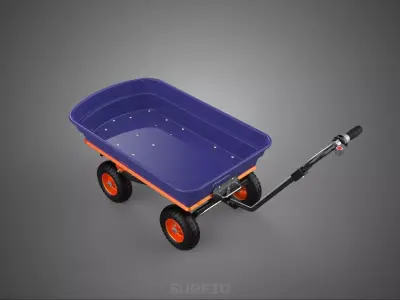 ELECTRIC PURPLE POLY HOPPER UTILITY CART WAGON TRAILER TROLLEY 4 3D model