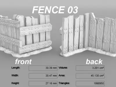 Tabletop Miniatures - Wooden Fence Modulars 3D print model