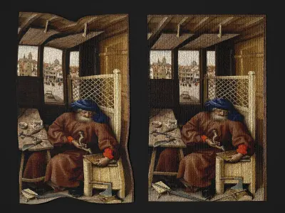 Merode Alter Piece Right Side Tapestry Low-poly 3D model