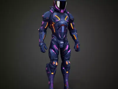 Futuristic combat warrior 3D model