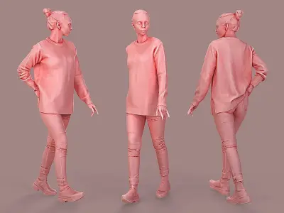 City Wanderer Casual Girl Walking 3D model