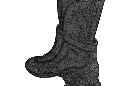 Futuristic SciFi Metallic Boot Armor Low-poly 3D model