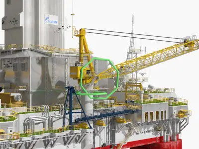  Offshore Oil Rig Platform Rigged for Cinema 4D 