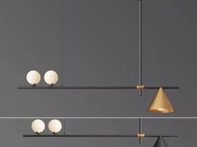 Mid Century Modern 3 Light Black 3D model