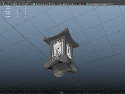 Chinese wooden table lamp Low-poly 3D model