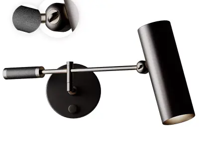 Apparatus Cylinder Reading Sconce Brass and Leather from 3D model