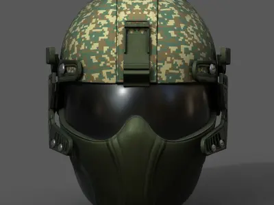 Helmet scifi fantasy futuristic military combat protection  Low-poly 3D model