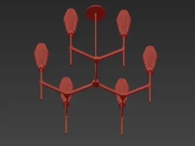 AALTO modern brass chandelier with glass shades 3D model