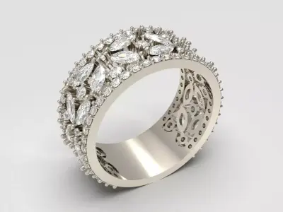 Marquise Lace Halo Ring 3D print model