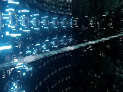 Futuristic Sci-Fi Corridor Environment Low-poly 3D model