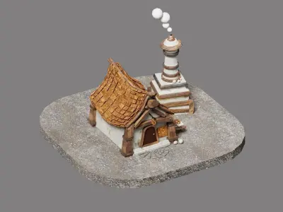 Medieval bakery blender  Low-poly 3D model