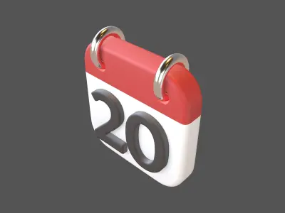 Calendar Icon 20 v1 001 Low-poly 3D model