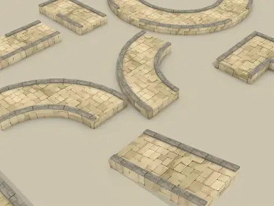Stylized Lowpoly Modular Roads Low-poly 3D model