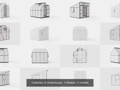 Collection of Greenhouse - 4 Models 3D Model Pack