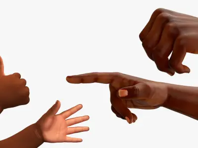  Afro American Man and Baby Hands Rigged for Cinema Collection 