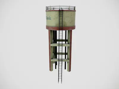 Overhead Water Storage Tank Low-poly 3D model