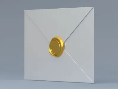 Envelope With Gold Seal 3D model