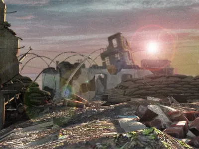 Ruins battlefield seaside scene sea stronghold 3D model