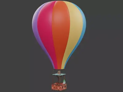 Hot Air Balloon Low-poly 3D model