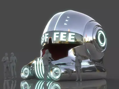 Helmet-Themed Coffee Shop 3D model