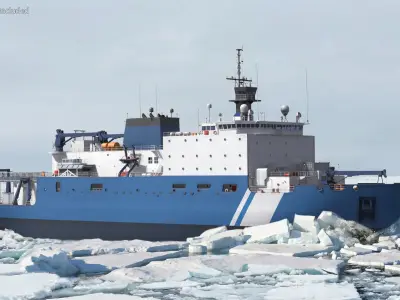  Heavy Icebreaking Research Vessel Blue White Rigged 