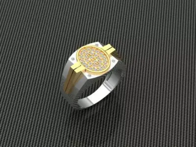 Rings gold and silver ring with diamonds 3D print model