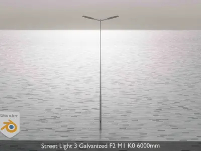 Street Light 3 Galvanized F2 M1 K0 6000 mm Low-poly 3D model