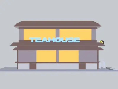 Lowpoly Small Cafe Teashop Coffeshop 3D Object  Low-poly 3D model