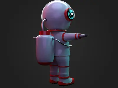 Stylized Cartoon Astronaut Character 3D model