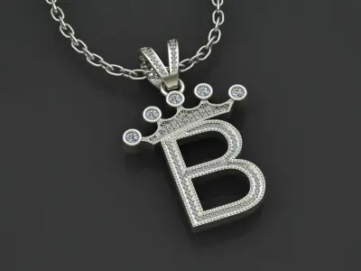 B letter pendant 3D print model