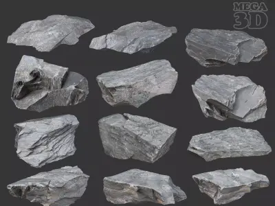 Gray Casual Rock Photogrammetry 220706 - Ultra HD 16K Textures Low-poly 3D model